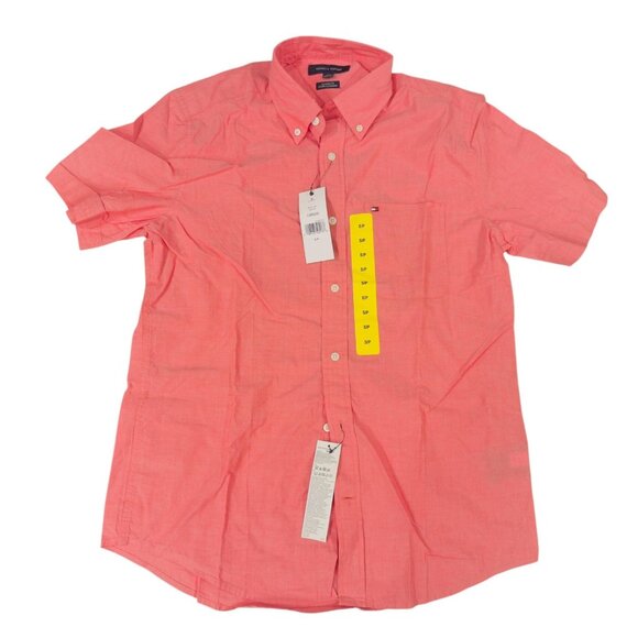 Tommy Hilfiger Other - Tommy Hilfiger Shirt Mens Small Pink Short Sleeve Classic Fit Button Down Pocket
